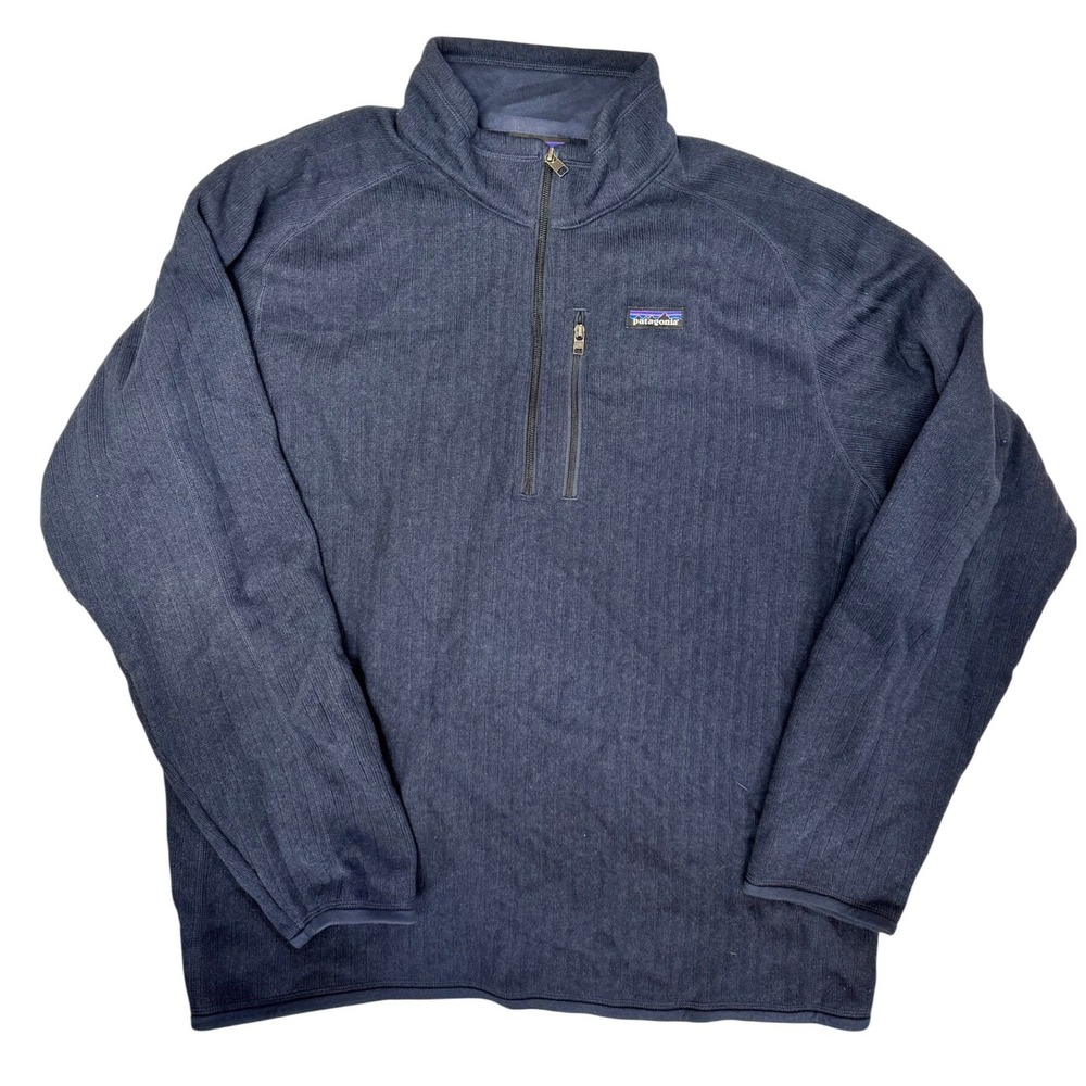 Patagonia Mens Better Sweater Rib Knit 1/4 Zip Fleece Navy Blue XXL